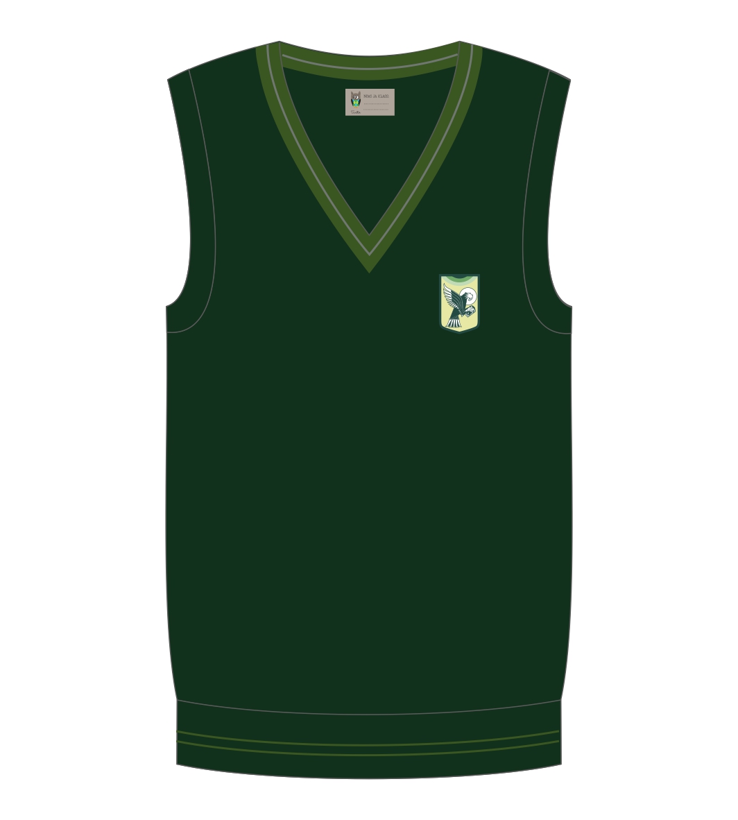 Kootud tumeroheline vest PJK Laanekakk